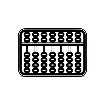 A illustration of a abacus with seven rods and beads positioned to represent a numerical value vector