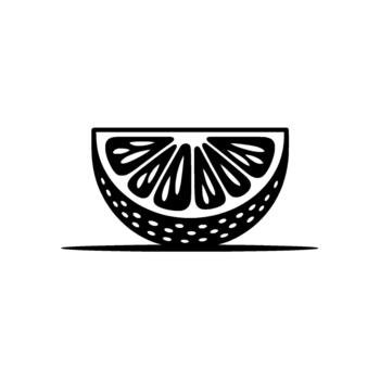 un rígido y estilizado ilustración de un soltero agrios Fruta rebanada presentando segmentario pulpa y un texturizado corteza aislado vector