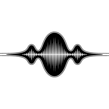 A stark representation of a sound wave or audio visualization with varying amplitude and frequency elements presented symmetrically vector