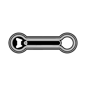 Minimalist of a stylized bottle opener featuring concentric circles and parallel lines vector