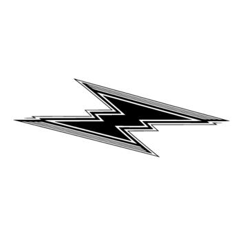 A sleek and sharp lightning bolt with sharp geometric layered edges extending horizontally vector
