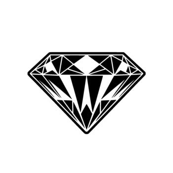 A striking geometric silhouette of a faceted brilliant cut diamond with sharp angular lines presented vector