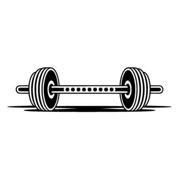A stark illustration of a weightlifting barbell with textured plates casting a subtle shadow vector