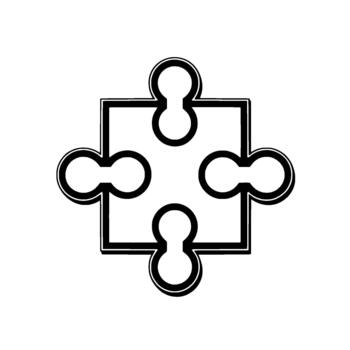 un estilizado contorno de un soltero rompecabezas pedazo con enclavamiento pestañas y vacíos vector