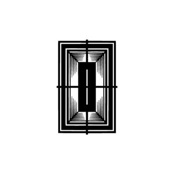 geométrico resumen presentando un estilizado número cero con en capas rectangular marcos y radiante lineal patrones vector