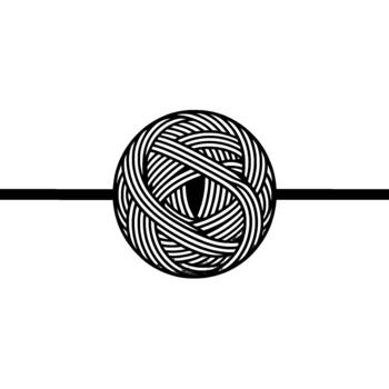 Abstract minimalist of a gray ball of yarn with lines crossing it horizontally vector