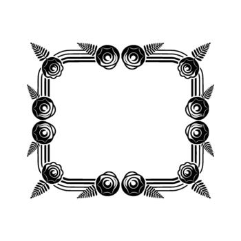 un decorativo frontera presentando estilizado rosas y helecho hojas arreglado en un rectangular modelo vector