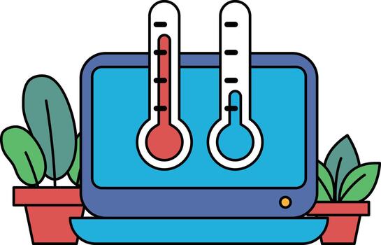 A computer monitor with two temperature gauges on it vector