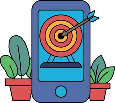 A cell phone with a red and yellow target on it vector