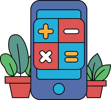 A phone with a calculator app on it vector