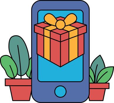 A cell phone with a red box on it vector