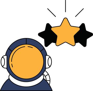 A black and white drawing of a man in a spacesuit with a star on his helmet vector