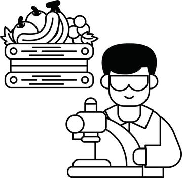 A man is wearing a lab coat and goggles and is holding a tool vector