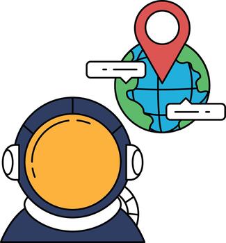 A man in a spacesuit is talking to someone on the other side of the world vector