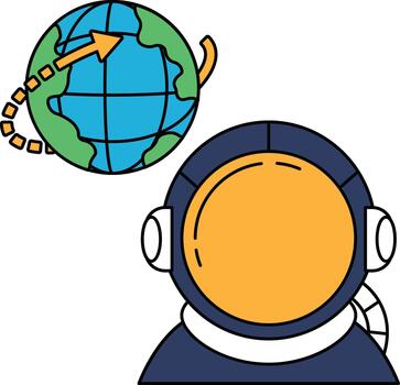 A man in a spacesuit is looking at a globe vector