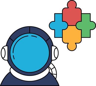 A man in a spacesuit is surrounded by puzzle pieces vector
