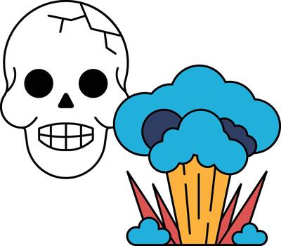 un cráneo es dibujado con un sonrisa en sus cara vector