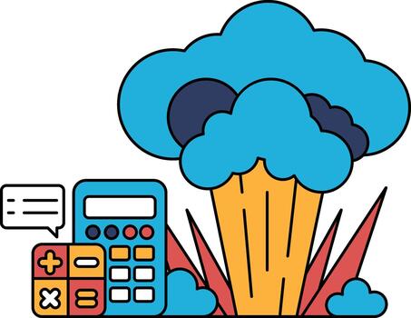 A calculator and a bunch of numbers are on a page vector