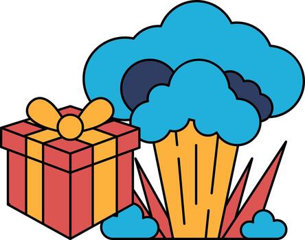 un caja con un abeja en eso es siguiente a un nube de fumar vector