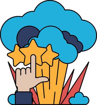 un mano señalando a un estrella con un estrella encima eso vector