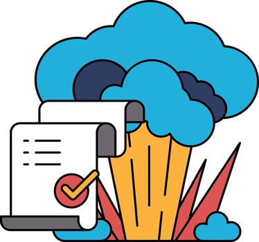 A piece of paper with a check mark on it is next to a large cloud of broccoli vector