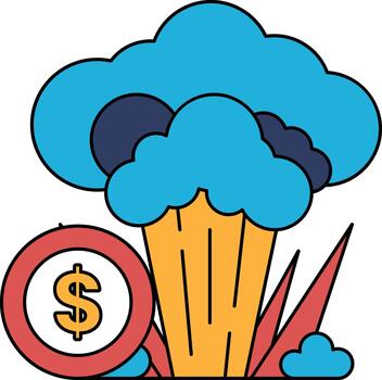 A dollar sign is on a coin and a cloud of smoke is coming out of it vector