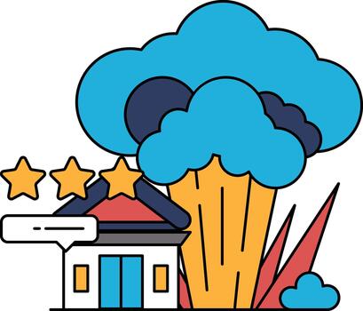 un edificio con un estrella en eso y un edificio siguiente a eso vector