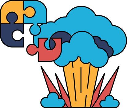A puzzle piece is shown with a cloud in the background vector