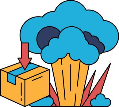 un caja es siendo abrió y un nube de brócoli es siendo liberado vector