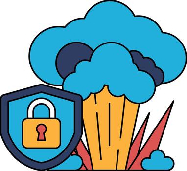 un negro y blanco dibujo de un bloquear y un nube con un brócoli en el medio vector