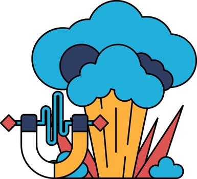 un negro y blanco dibujo de un nube con un grande blanco objeto en el medio vector