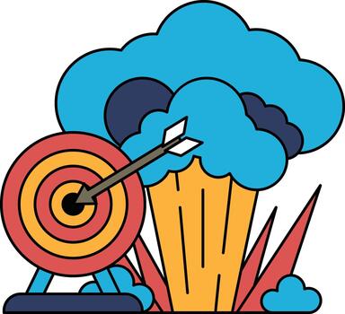 un negro y blanco dibujo de un objetivo con un flecha señalando a eso vector