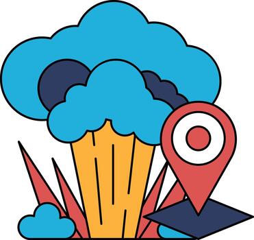 A black and white drawing of a cloud with a map of a city in the middle vector