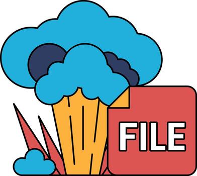 A white and black drawing of a cloud with a file icon on top vector