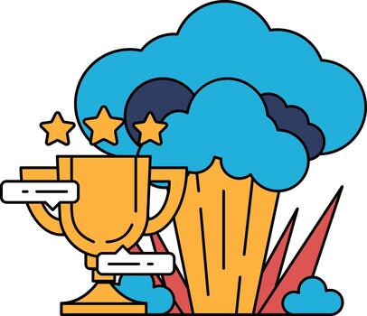 un dibujo de un taza con Tres estrellas en eso y un nube de fumar vector