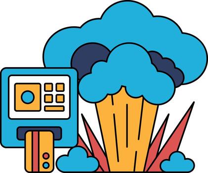 A black and white drawing of a camera with a card reader vector