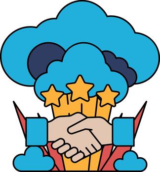 un imagen de un apretón de manos Entre dos personas con Tres estrellas en el antecedentes vector