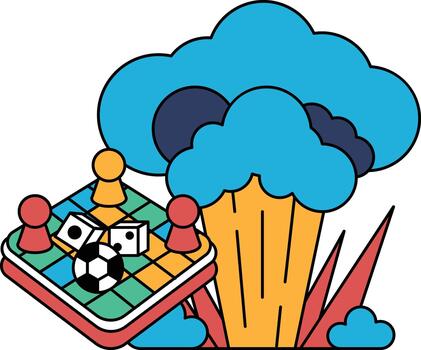 A black and white drawing of a group of people playing a game of checkers vector