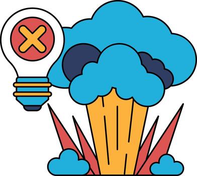 A black and white drawing of a cloud with an X on it vector