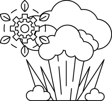 un negro y blanco dibujo de un nube con un copo de nieve en eso vector