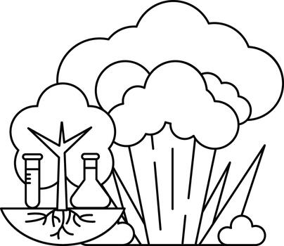 un dibujo de un árbol con un nube en el antecedentes vector
