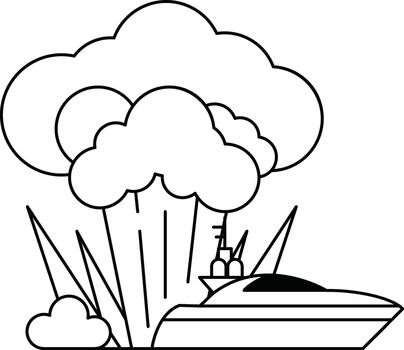 un barco es en el agua con un nube de fumar en el antecedentes vector