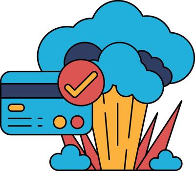 un crédito tarjeta es mostrado con un cheque marca en eso vector