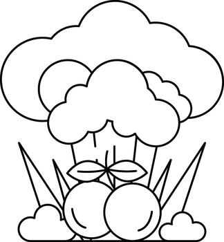 A white drawing of a cloud with a bunch of fruit in it vector