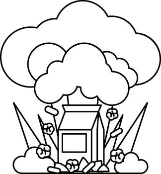 un dibujos animados dibujo de un nube con un caja en parte superior de eso vector