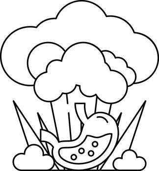 un dibujos animados dibujo de un corazón con un estómago y un nube en el antecedentes vector