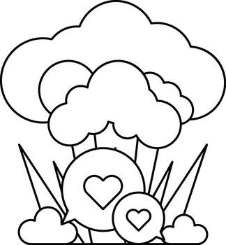 A white background with a cloud and a heart vector