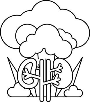 A cartoon of a kidney and a heart with a cloud in the background vector