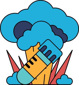 A drawing of a cloud with a stick in it vector