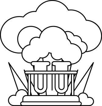 un negro y blanco dibujo de un nube con un grande explosión en el medio vector